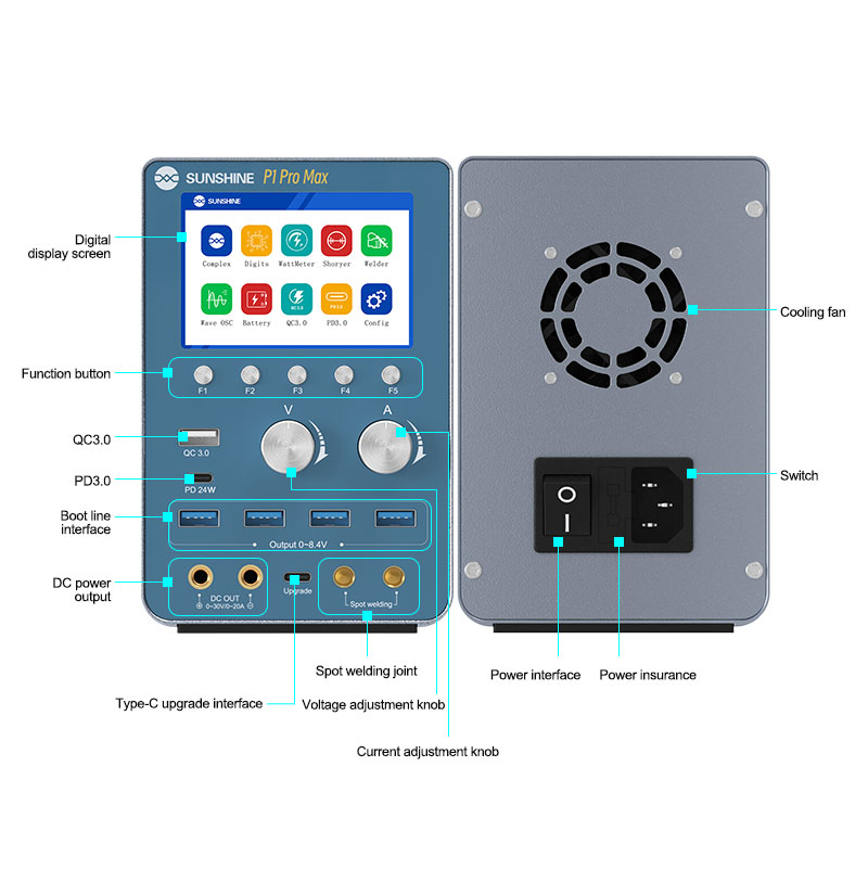 منبع تغذیه و دستگاه جوش و شورت کیلر و مولتی شارژر سانشاین SUNSHINE P1 Pro Max