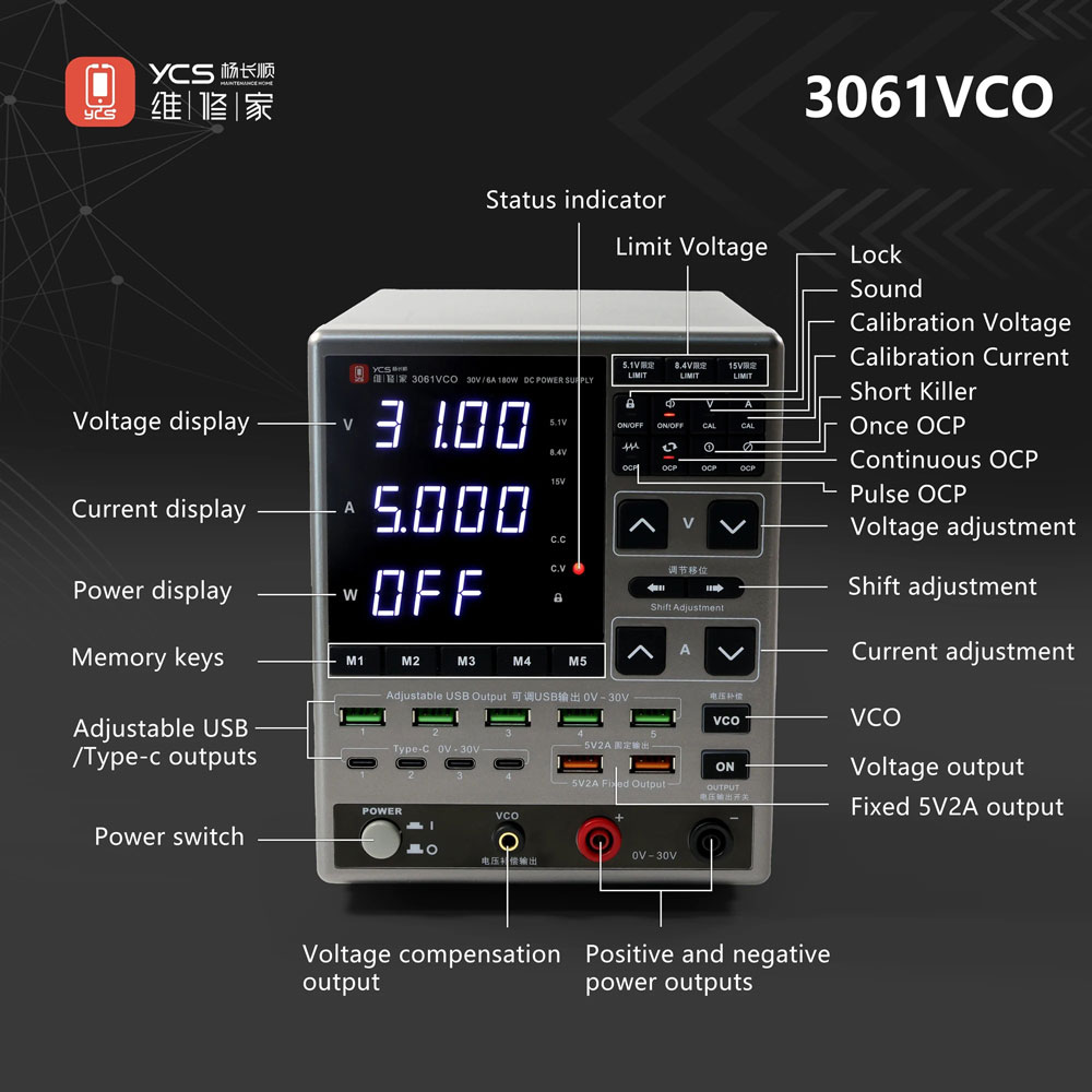 YCS 3061VCO 30V 6A Power Supply